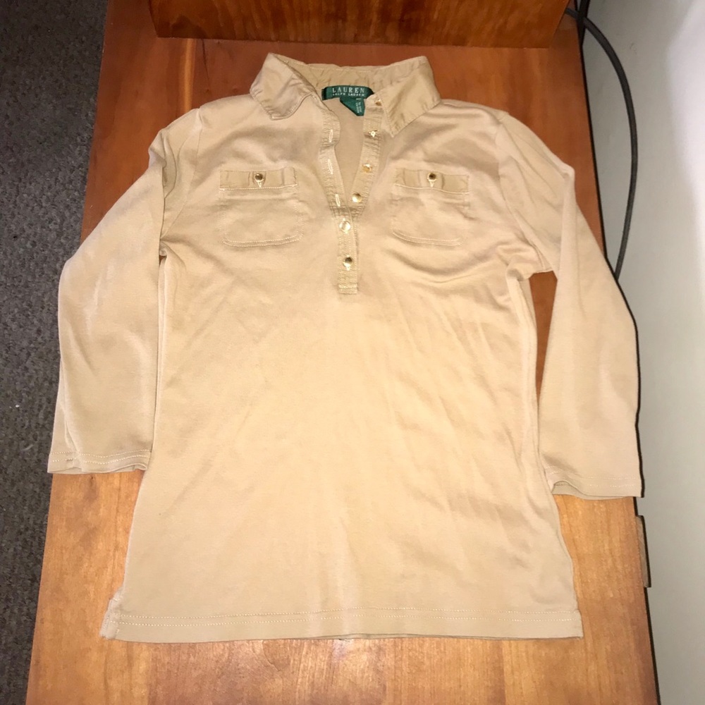 🌼RL🌼LAUREN🌼3/4 sleeve henley polo🌼SMALL - Picture 1 of 4